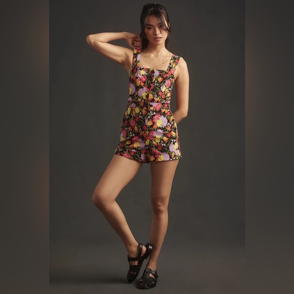 Anthropologie Pants - Yukiko Noritake Portside Floral Button-Front Romper by Maeve Anthropologie